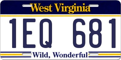 WV license plate 1EQ681
