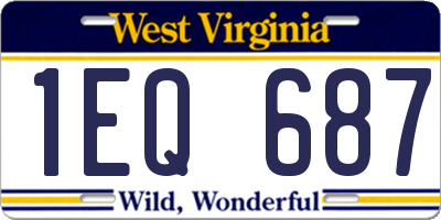 WV license plate 1EQ687