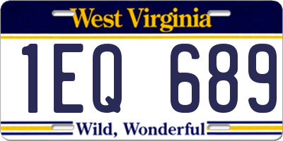 WV license plate 1EQ689