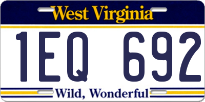 WV license plate 1EQ692