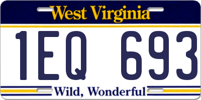 WV license plate 1EQ693