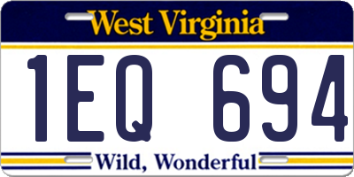 WV license plate 1EQ694