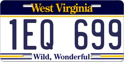WV license plate 1EQ699