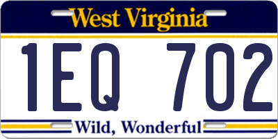 WV license plate 1EQ702