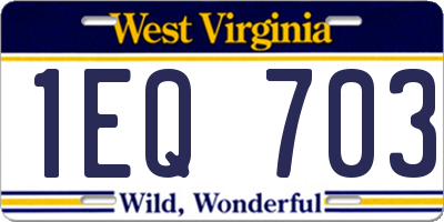WV license plate 1EQ703