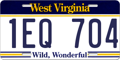 WV license plate 1EQ704