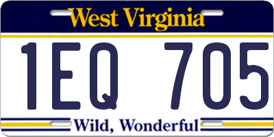 WV license plate 1EQ705