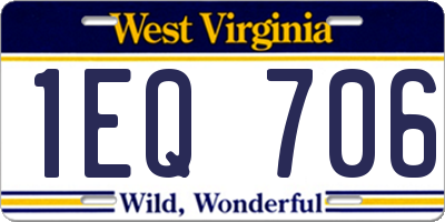 WV license plate 1EQ706