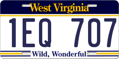 WV license plate 1EQ707