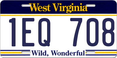 WV license plate 1EQ708