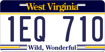 WV license plate 1EQ710