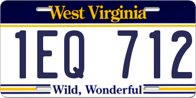 WV license plate 1EQ712