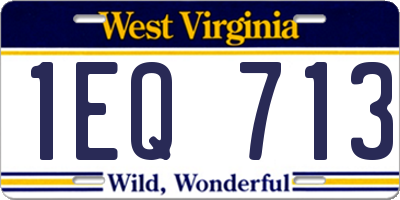 WV license plate 1EQ713