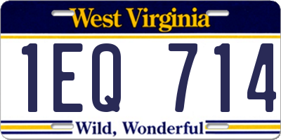 WV license plate 1EQ714