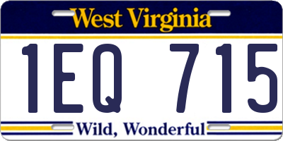 WV license plate 1EQ715