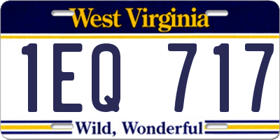 WV license plate 1EQ717