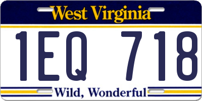 WV license plate 1EQ718