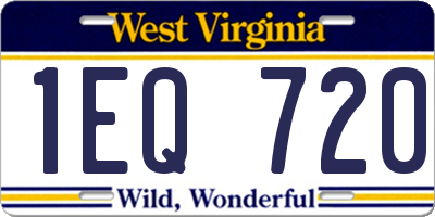 WV license plate 1EQ720