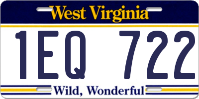 WV license plate 1EQ722