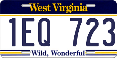 WV license plate 1EQ723