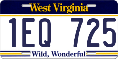 WV license plate 1EQ725