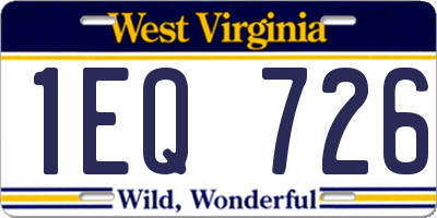 WV license plate 1EQ726