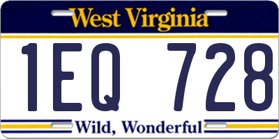 WV license plate 1EQ728