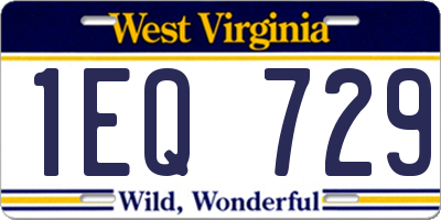 WV license plate 1EQ729