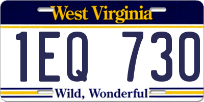WV license plate 1EQ730