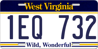 WV license plate 1EQ732