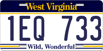 WV license plate 1EQ733