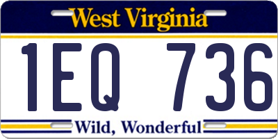 WV license plate 1EQ736