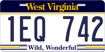 WV license plate 1EQ742