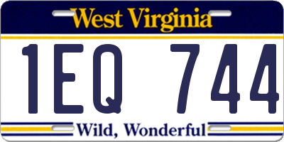 WV license plate 1EQ744
