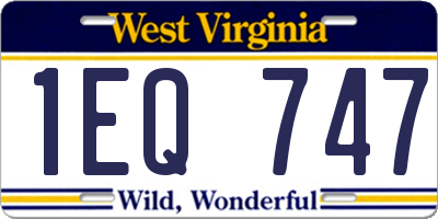 WV license plate 1EQ747
