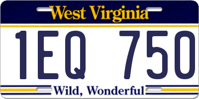 WV license plate 1EQ750