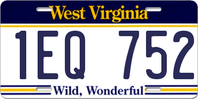 WV license plate 1EQ752