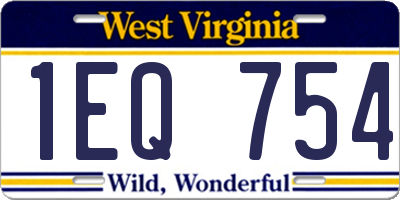 WV license plate 1EQ754
