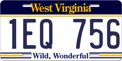 WV license plate 1EQ756