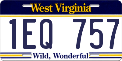 WV license plate 1EQ757