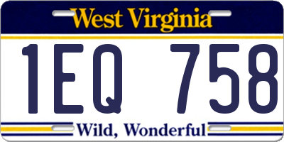 WV license plate 1EQ758