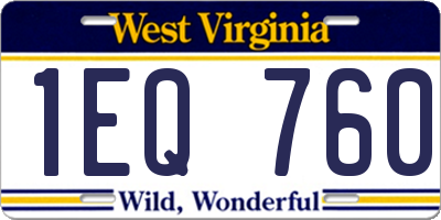 WV license plate 1EQ760
