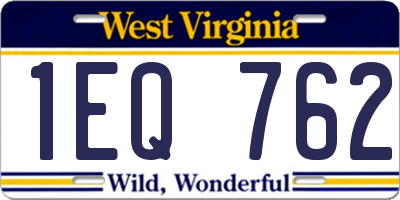 WV license plate 1EQ762
