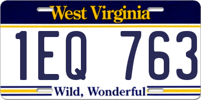WV license plate 1EQ763