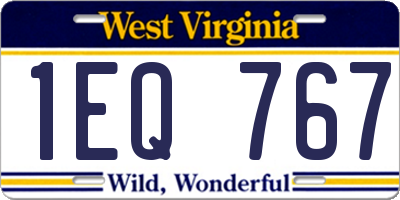 WV license plate 1EQ767