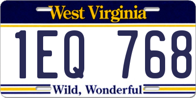 WV license plate 1EQ768