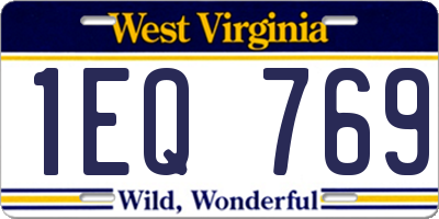 WV license plate 1EQ769
