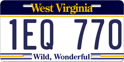 WV license plate 1EQ770