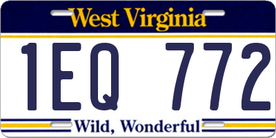 WV license plate 1EQ772