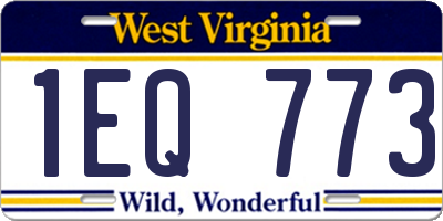 WV license plate 1EQ773
